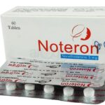 একটি সাদা রঙের ঔষধের পাতা দেখা যাচ্ছে যার উপরে "Noteron 5mg" লেখা এবং নিচে ইনসেপ্টা ফার্মার নাম। ট্যাবলেটগুলো সাদা রঙের। মহিলাদের স্বাস্থ্যের একটি প্রতীকী চিত্রও রয়েছে। এটি মহিলাদের ঔষধ।