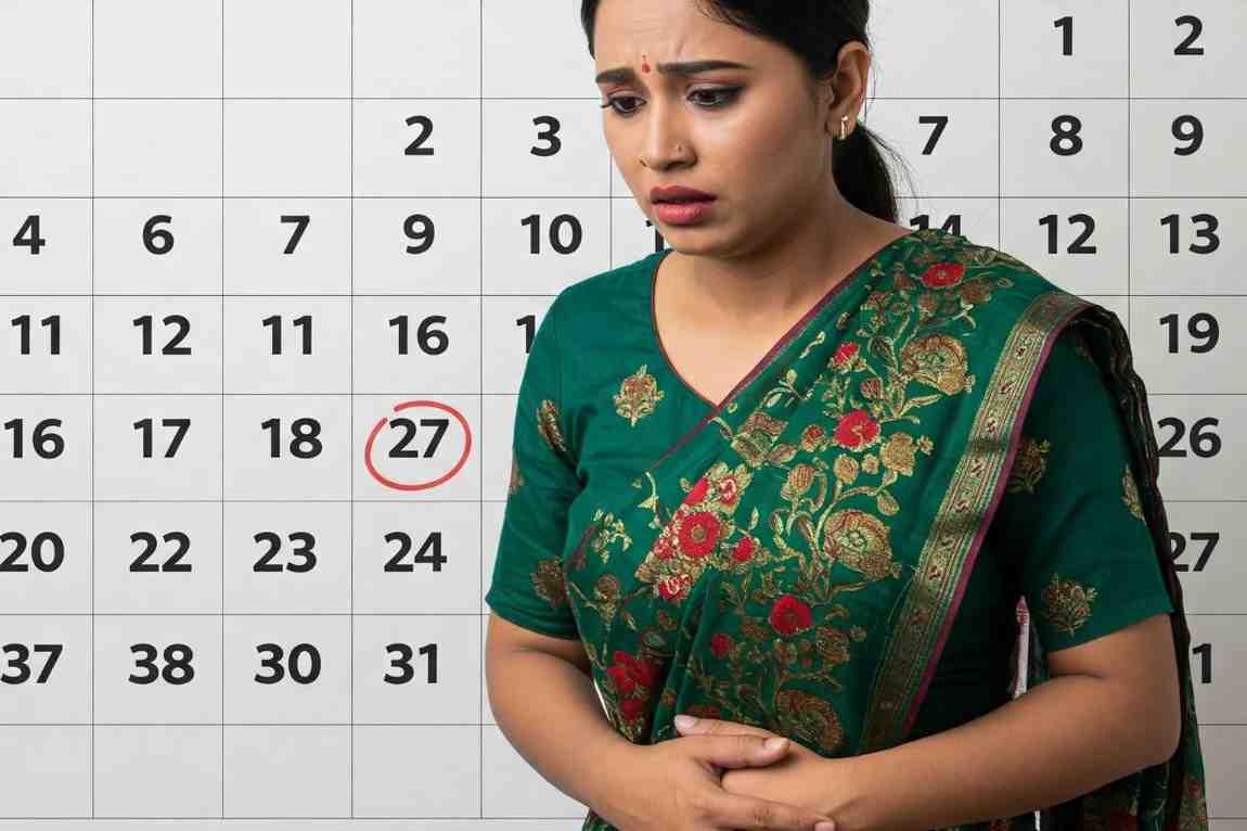 একজন নারী পিরিয়ড ও গর্ভাবস্থার লক্ষণ নিয়ে চিন্তিত